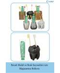 Diş Fırçalığı Tezgah Üstü Siyah Renk Diş Fırçası Standı Diş Şekilli Model